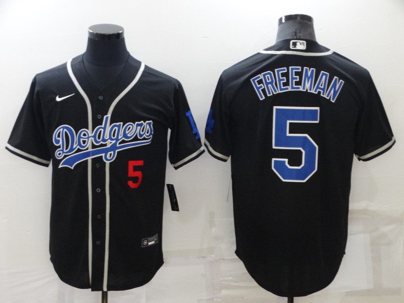 Men's Los Angeles Dodgers #5 Freddie Freeman Black Cool Base Stitched Baseball Jersey Men's Los Angeles Dodgers #5 Freddie Freeman Black Cool Base Stitched Baseball Jersey